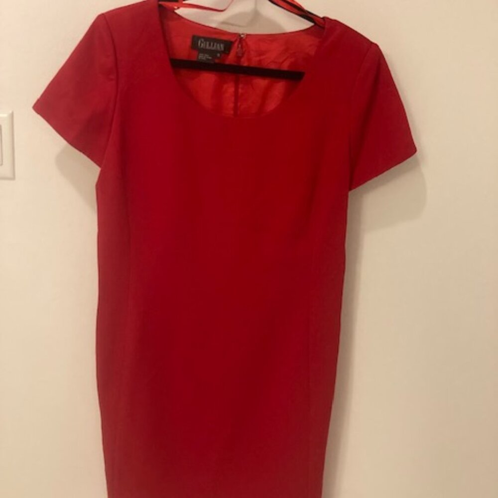 Bright Red Knee Length Silk Dress